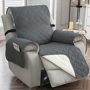 1-Seat Sofa Cover, Waterproof Stretch Recliner Slipcover with Pockets, Non-Slip Machine Washable Fabric Armchair Protector for Pets & Living Room