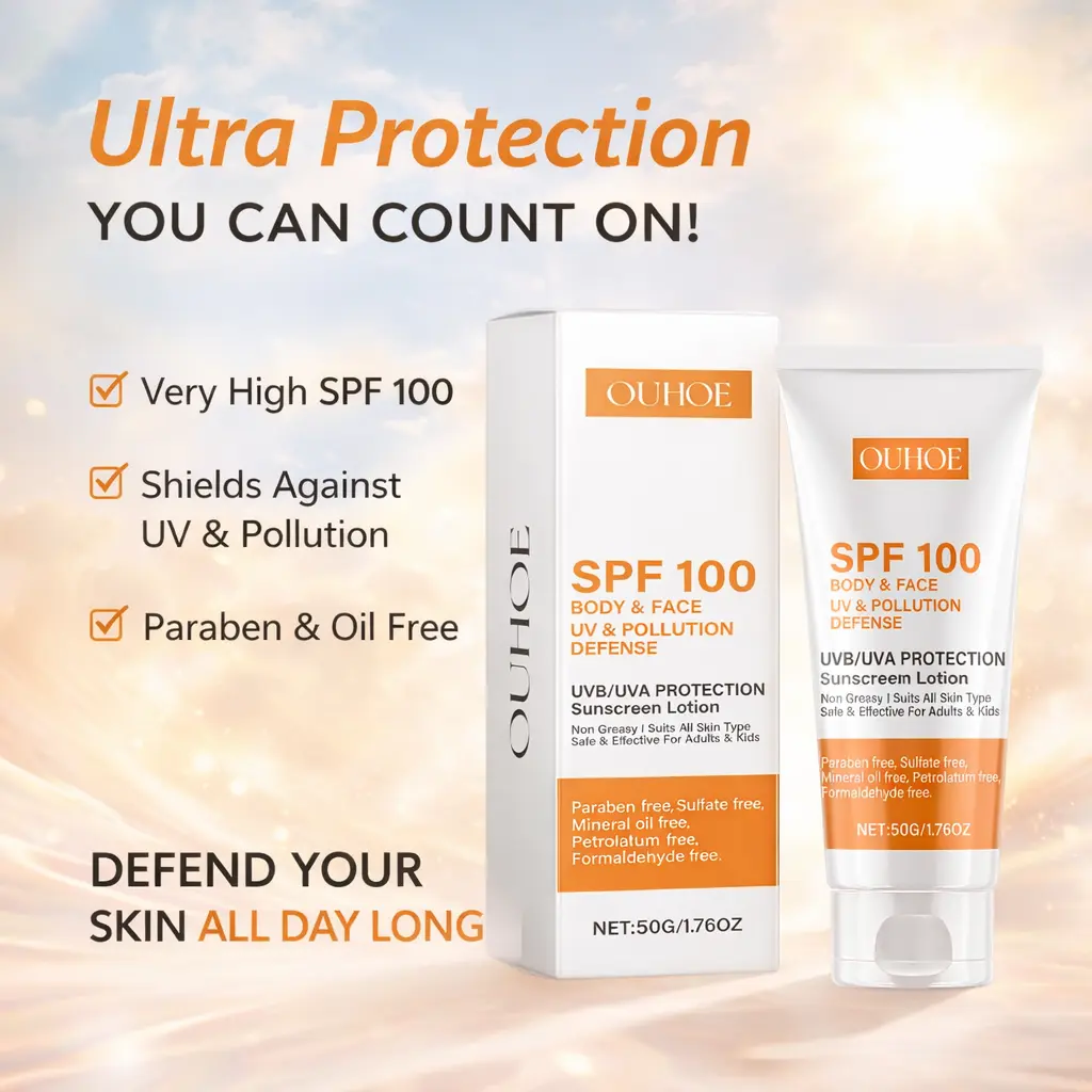 Gentle Facial Sunscreen Lotion - UV Protection, Sunburn Skin Repair, Anti-Wrinkle, Lightweight Protective Cream, Uv Resistant, Face & Body