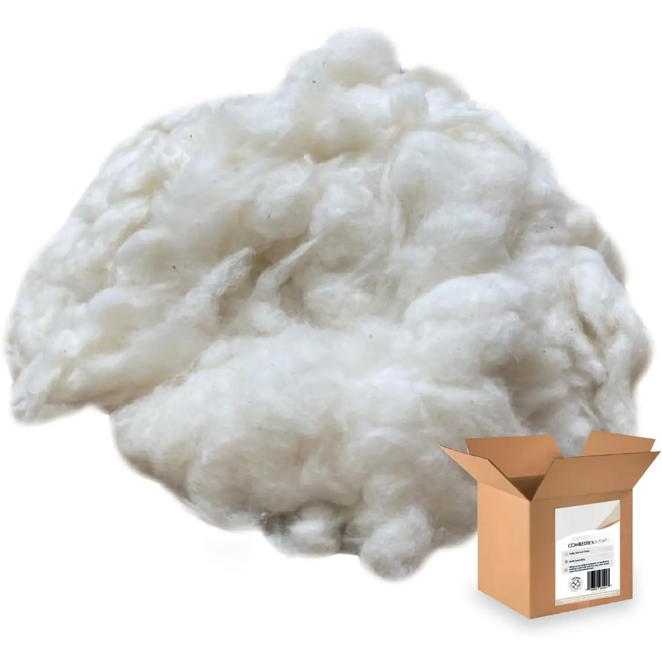 Cotton Stuffing by The Pound -   Cotton Filling, Premium Cotton Fiber Fill, Combed Cotton for Pillow Stuffing, Dolls, Stuffed , Nesting Material for Birds, Cotton for Stuffing (1 LB)