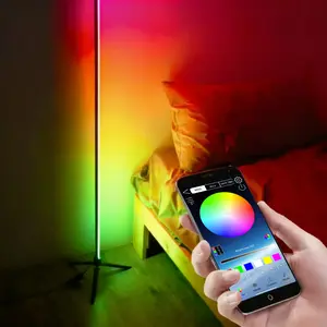 RGB LED Corner Floor Lamp with 16 Million Colors Music Sync Remote & APP Control Smart Modern Adjustable Lighting for Bedroom Living Room Gaming Room