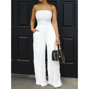 Women's Plain Tube Jumpsuit, Casual Sleeveless Jumpsuit for Summer, Fashion Women's Clothing for Daily Wear, Fitted Womenswear, Casual Comfy JumpsuitRAIMENTRY