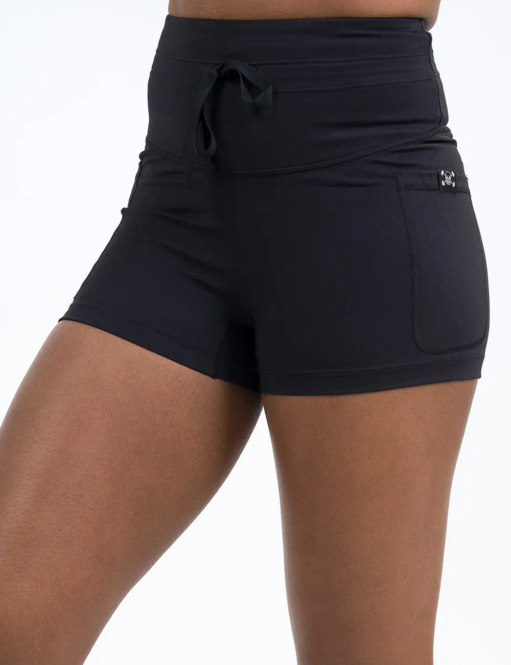 C V G Women's Omni Athletic Shorts, High-Waist Nylon Spandex Gym Sports Wear with Pockets, Moisture Wicking & Slip-Resistant Band, Athletic Shorts Women