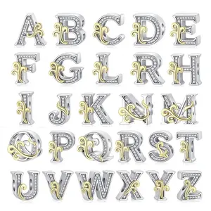 925 Silver-plated 26 Alphabet Initial Letter A-Z Jewelry Charms, DIY Beads fits for Bracelet Necklace, Perfect Gifts for Women Family Friends