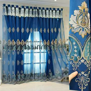 1pc European Style Double Layer Curtain Set with Embroidered Drapes, Window Drapes, Luxury Light Blocking Curtains for Living Room Bedroom, Home Decor