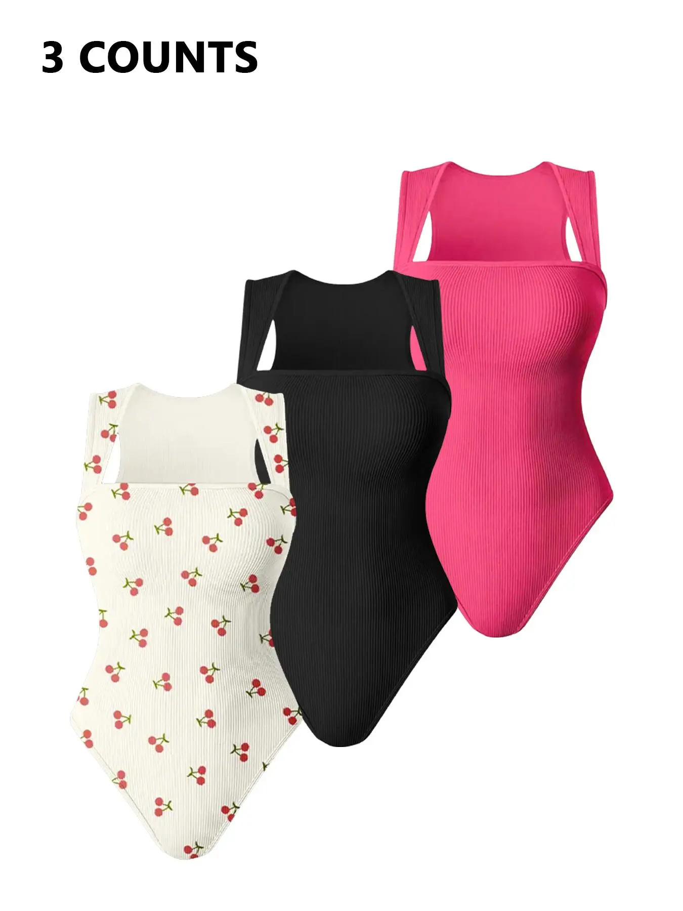 Women's Basic Solid Ribbed No Bra Body Shaping Shapewear Bodysuit, Casual Comfy Tummy Control Butt Lifting Tummy Tuck Shaper, Ladies Shapewear for All Seasons, Body Shaper Underwear