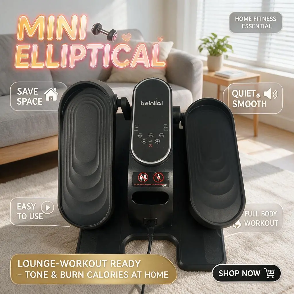 Unisex Electric Under Desk Elliptical Machine - 15 Adjustable Speeds Seated Pedal Exerciser with Magnetic Resistance, Remote Control, LCD Display, Quiet Compact, Anti-Slip Portable Trainer, Fully Assembled for Home Gym & Office Fitness (Battery-Free)