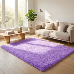 XEXSIN Purple Large Area Rugs for Living Room, Bedroom, Soft Fluffy Shaggy Bedside Rug, Indoor Floor Carpet for Kids Girls and Boys, Dorms, Nursery, Home Decor Aesthetic