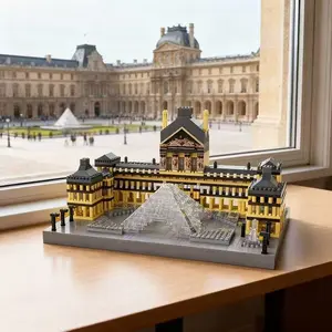 3000+ Pcs Famous Architecture Louvre Micro Particle Building Blocks Set, Creative 3D Puzzle Collection Model Kit, Building Sets, Durable Abs Resin Structure