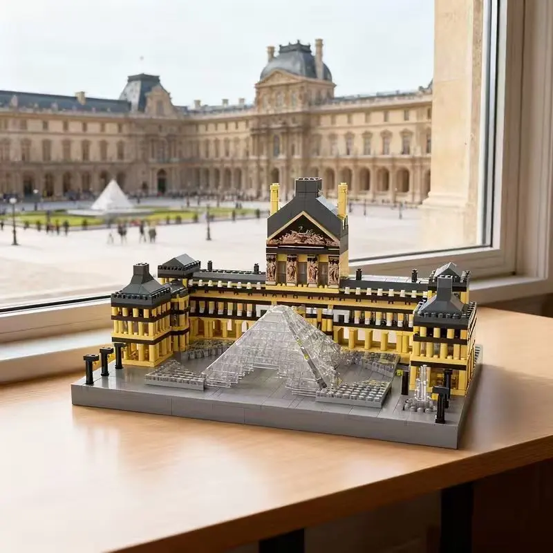 3000+ Pcs Famous Architecture Louvre Micro Particle Building Blocks Set, Architecture Brick Model, Creative 3D Puzzle Collection Model Kit, Building Sets, Diy Building Model, Durable Abs Resin Structure