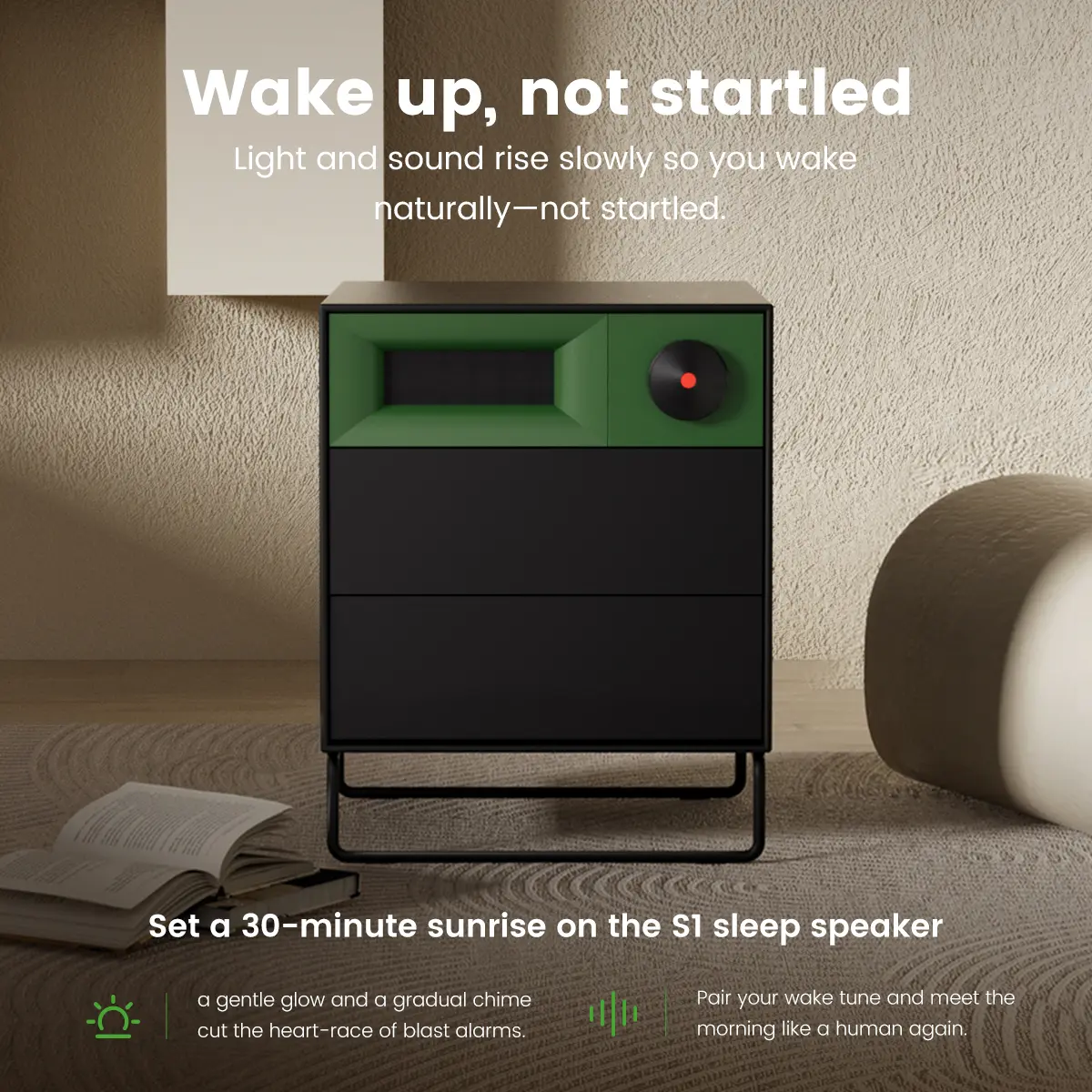 MorningBlues S1 Smart Soundbar - Bluetooth Speaker with Wireless Fast Charge, Adjustable Multifunctional Audio System, LED Lights, Lock Feature, Ideal Father's Day Gift, Multifunctional Speaker, Smart Sound Bar