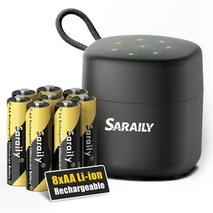 Rechargeable Lithium AA Batteries with Charger, 8 Pack Long-lasting Lithium Batteries for Blink Security Camera, 1.5V Constant Output, 3000mWh Batteries for Video Doorbell Xbox with Quick Charger