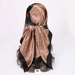 Elegant Gold and Black Patterned Scarf with Bow Design for Women 11
