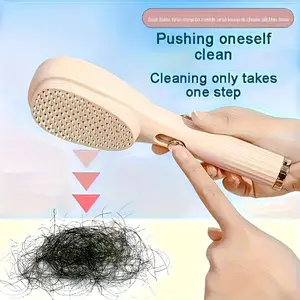 Anti-Static Rotating Detachable Hair Brush with Telescopic Extendable Handle, Self-Cleaning Portable Styling Tool with ABS Bristles Foldable Design for Curly Wavy Straight Hair, Self Grooming Brush, Ideal Gift for Christmas Halloween