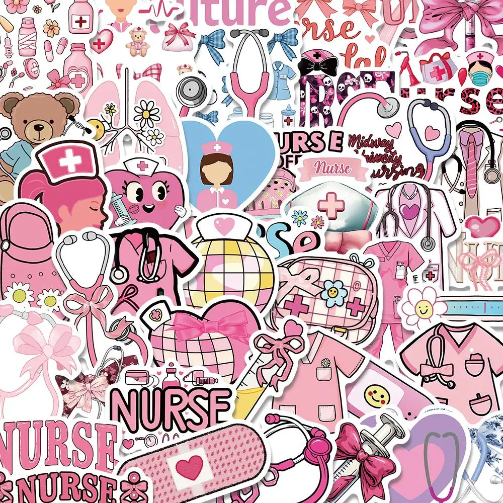 Nurse Themed Sticker (50pcs), Cute Nurse Sticker, Decorative Sticker for Cellphone, Phone Case, Computer, Guitar, Bag, Water Cup, Scrapbook, Cover