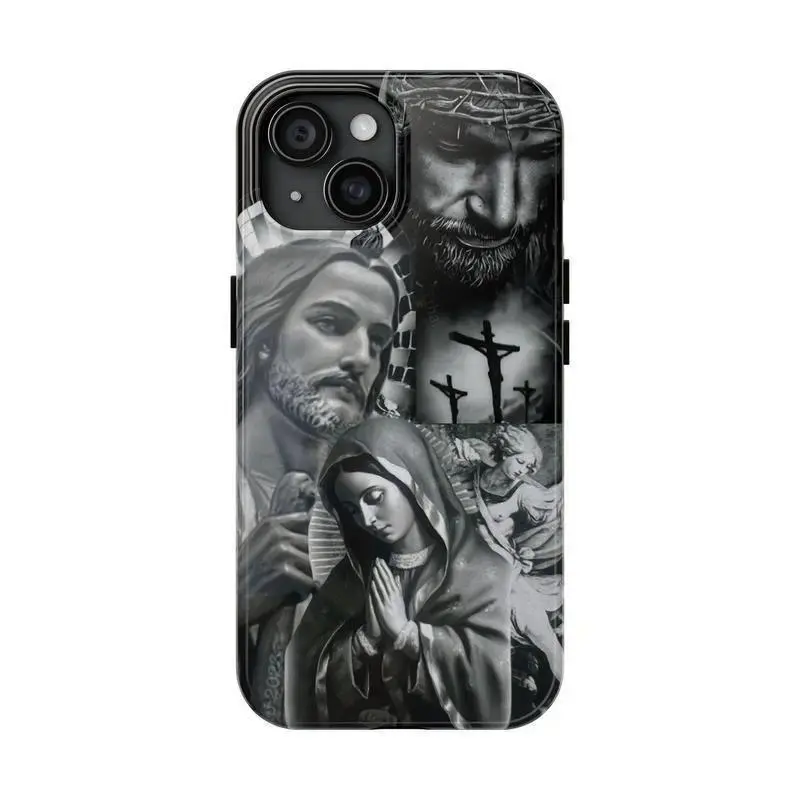 My Religion Phone Case - San Judas, Virgen Maria, Jesus Christ, Arcángel Gabriel, Tough Phone Case,  for iPhone 17, 16, 15, 14, 13, 12, 11 Pro Air Plus ProMax and Samsung S26 S25 S24 S23 Ultra Plus shock-absorbing phone cases, fashionable gift.