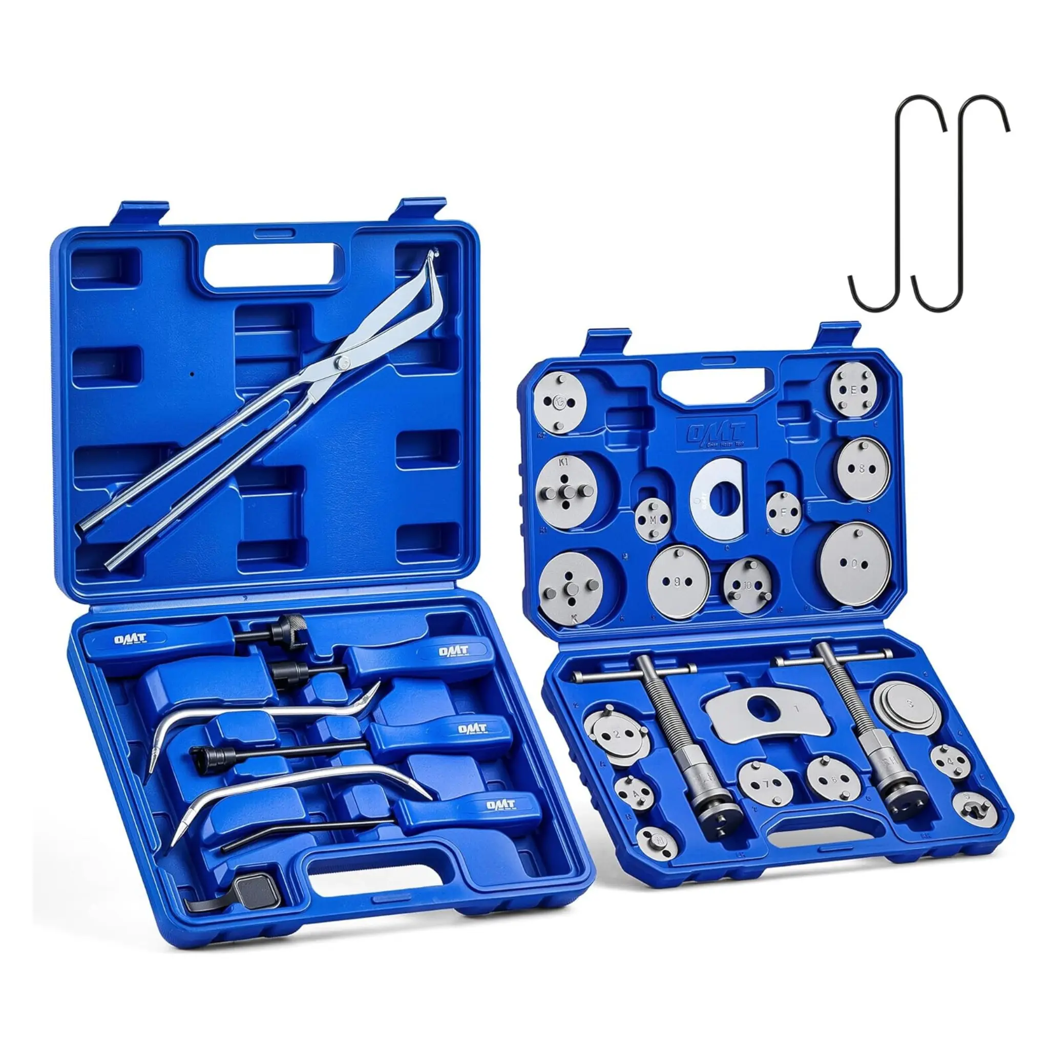 Orion Motor Tech 32pc Dual Brake Tools,2 in 1 Disc Brake Caliper Tool Set and Drum Brake Tool Kit,Blue/Black Brake Caliper Tool Kit and Drum Brake Tool with Brake Spring Tool Compressor Pliers Installer Remover,car stuff