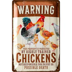 Funny Chicken Coop Signs for outside, Beware of Chicken, Chickens Decor for Coop & Outdoor, Chicken Lover Gifts, Metal Chicken Signs, Chicken Coop Decorations