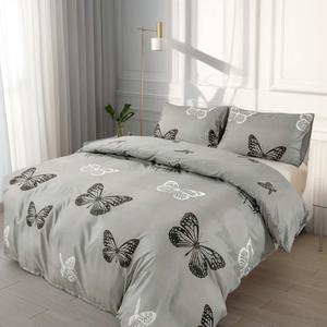 butterfly print bedding set, 1 count duvet cover & 1/2 counts pillowcase without filler, soft comfortable bedding set for home bedroom, decorative duvet cover