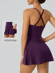 Women's Sporty Deep V Neck Bodysuit with Removable Padding, Cross Hollow Back Design, High Elasticity, Workout Gym Clothing, Suitable for Tennis, Yoga, Running and Outdoor Activities