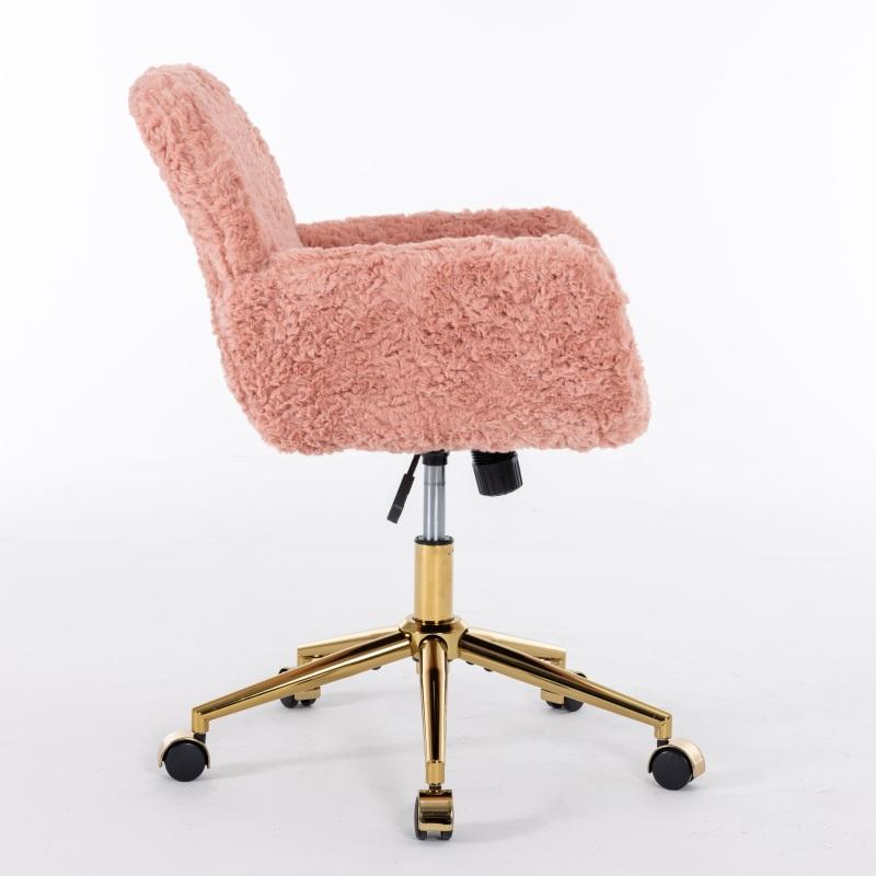 Top Office Chair,Adjustable Criss Cross Office Chair, Artificial rabbit hair Home Office Chair with Golden Metal Base,Adjustable Desk/Swivel/Vanity Office Chair