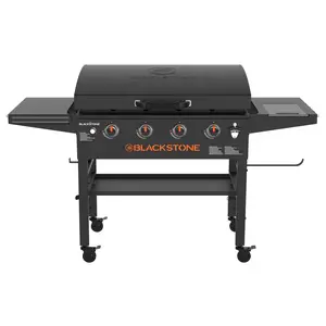 Outdoor Griddle, 4-Burner 36" Propane Flat Top Grill with Hood, Black