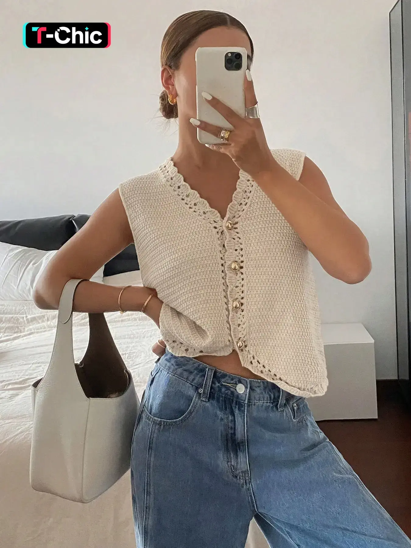 Women's Plain Knit Vest, Lady Casual Sleeveless Knit Top for Summer, Fashion Women's Knitwear Fit for Daily Wear, Womenswear, Clothes