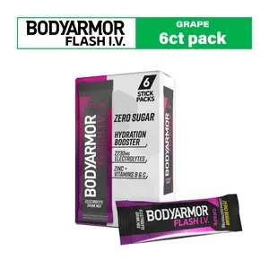 BODYARMOR Flash IV Grape Electrolyte Mix - Hydrating Electrolyte Drink Mix with Potassium and Natural Flavors, 6 Pack - Beverage