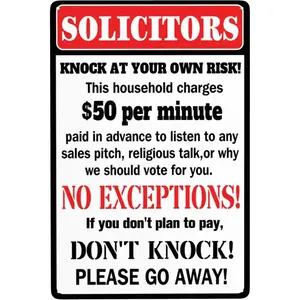 Funny No Soliciting Signs For House Door Yard Solicitors Knock At Your Own Risk Signs Don't Knock Sign 12x8 Inches Wall Art tour poster motivational quote city