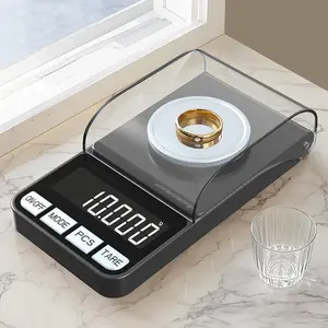 High Precision 0.001g Jewelry Electronic, 1 Set Mini Portable Gold Diamond Carat Milligram Weighing Jewelry Precious Metals Weigher, AAA Batteries Powered Laboratory Special Multi Function Digital Scale with Tweezers and Weights (Battery Not Included)