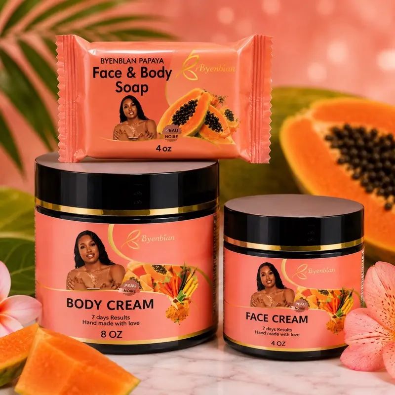 Byennwa 3-Piece Beauty & Personal Care Bath & Body Set - Cleansing 8 oz Face & Body Cleanser Soap, Moisture 4 oz Face Cream therawolf natural nerve-relief balm Strawberry Rose