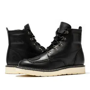 ROCKROOSTER Magnolia Sided Zip Soft Toe  Wedge Work Boots for Men Footwear Walking Shoes Comfort Leather Lace Up  Boy Closed Bota