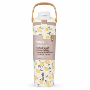 Owala Lemon Floral 30oz Stainless Steel Water Bottle Leakproof Built In Straw Travel Tumbler