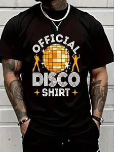 100% Cotton Disco Outfit Men, 70s & 80s Costume, Official Disco T-Shirt Women's Men's Graphic Tee Crew Neck summer vacation Tops