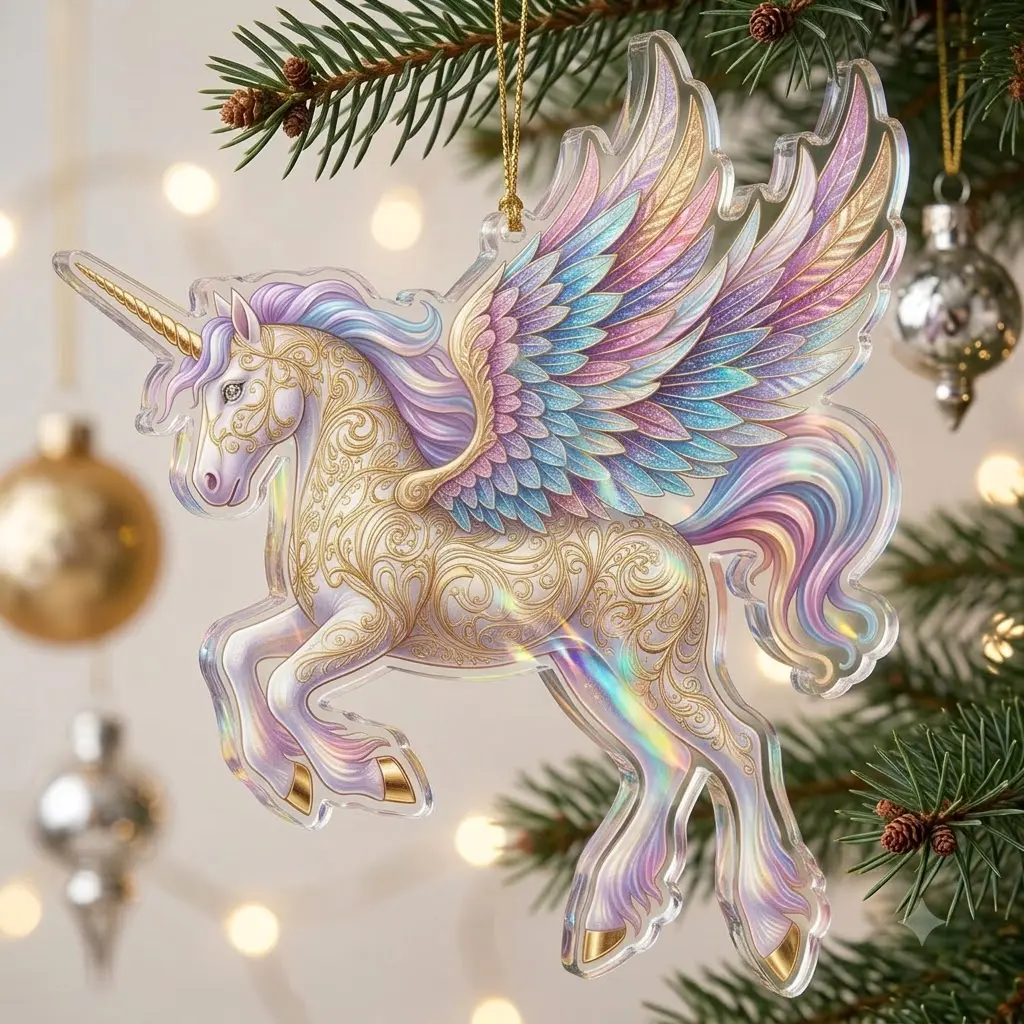 Acrylic Horse Christmas Ornament, Elegant White Equestrian Hanging Decor, Festive Xmas Tree Gift