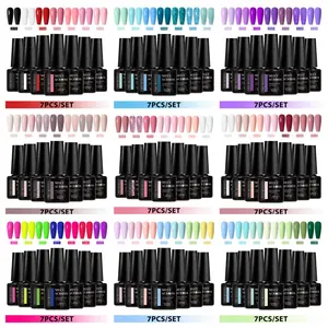 Meet Across 7 Colors Gel Nail Polish Set 7ML, Semi Permanent Soak off UV Gel Varnish, Nail Art Decoration, Manicure, Summer Nails, DIY Nail Supplies, DIY Friendly