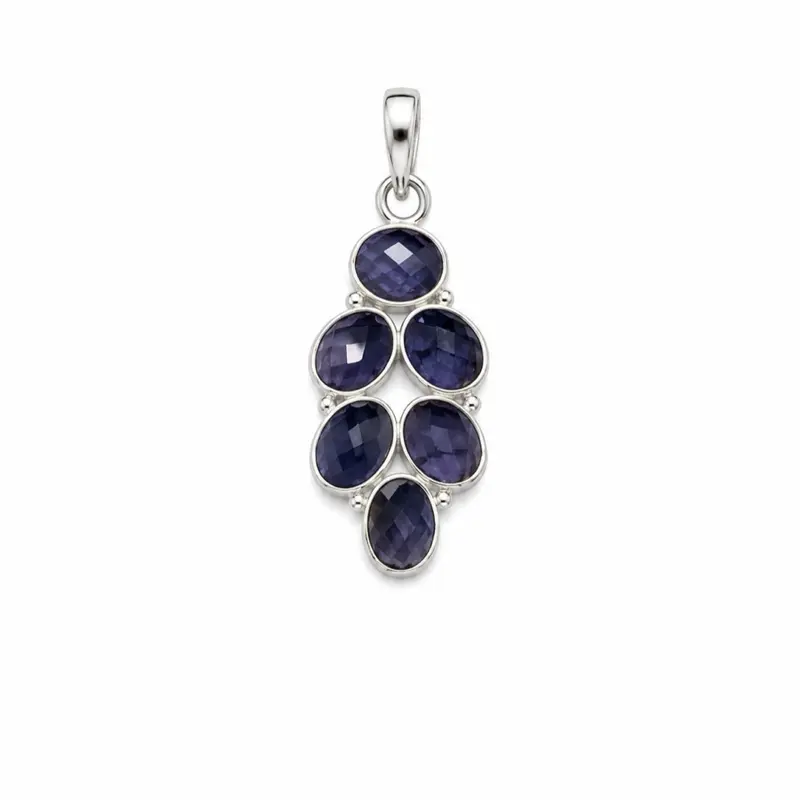 Iolite Sterling Silver Cluster Pendant