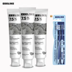 Ceelike Hydroxyapatite Toothpaste 3-Pack + Soft Toothbrush Set, Enamel Restoration & Gentle Gum Protection