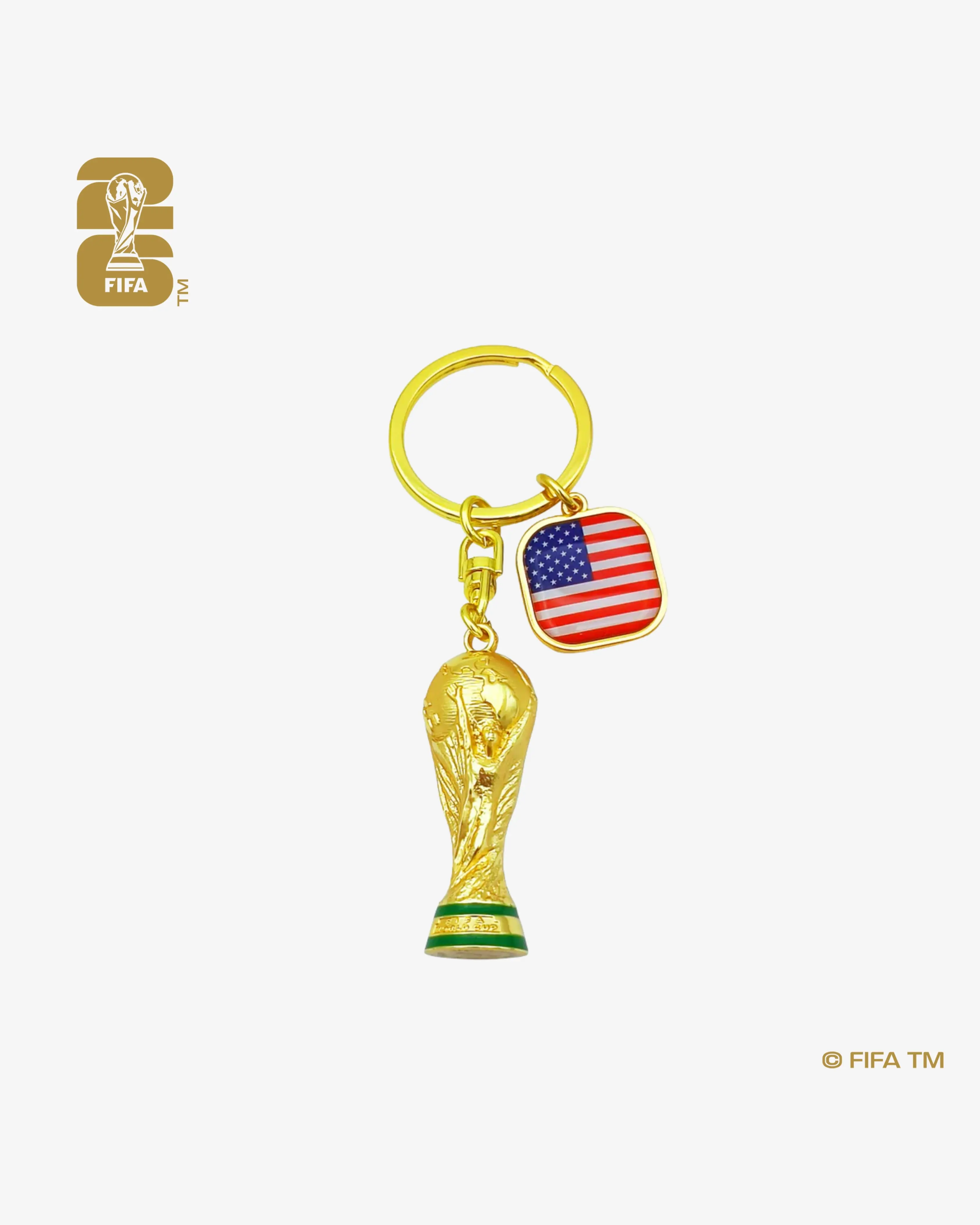 3D World Cup 26™ Trophy Keychain with Country Flag -  USA
