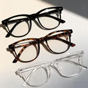 Unisex 3-Piece Retro Blue Light Blocking Glasses Set - Lightweight Durable Bluelight Fashion Glasses, Resin UV Protection Lenses, Black/Tortoiseshell/Clear Full Frames for Office Screen Time, Vintage Summer Sports Eyewear