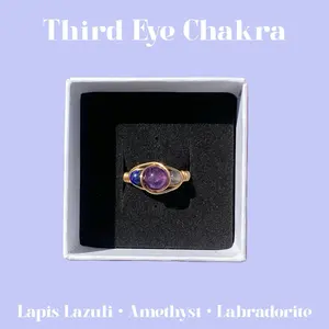 Third Eye Chakra Crystal Ring with Lapis Lazuli Amethyst and Labradorite Emotional Clarity Awaken Intuition