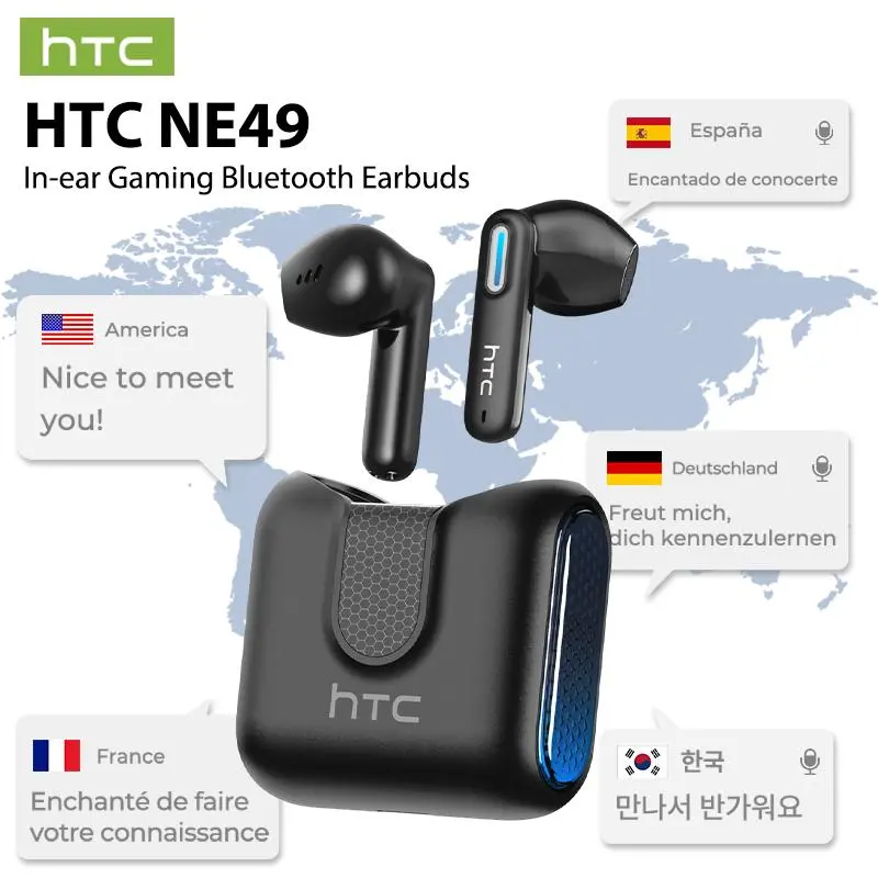 HTC NE49 TWS Bluetooth 6.0 Wireless Earbuds with Built-in Microphone, High Fidelity Headphones, IPX5 Rated Waterproof, Suitable for Sports and Office Use, Ideal for Audio Calls, Bluetooth Earbuds