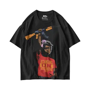 Human Mechanics Black Graphic T-Shirt with Bold Streetwear Design - Loose Oversized Fit & Crew Neckline