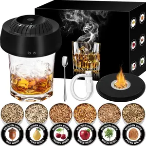 Electric Whiskey Smoker Kit – Rechargeable & Built-in Lighter, No Butane Needed – Cocktail Smoker with 6 Wood Chips for Old Fashioned Bourbon – Gifts for Men Dad Husband