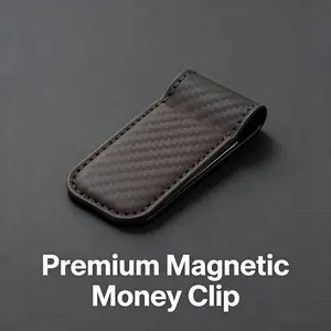 Ultra-Thin Magnetic Wallet Replacement, Magnetic Closure, Heavy-Duty Leather Cash Clip, Strong Compact Pocket Money Holder, Suitable for Men's Wallets (10-15 Bills)