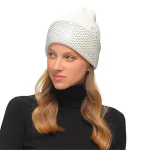 C.C Rhinestone Net Beanie for Women – Glamorous Knit Hat with Sparkling Accents and Trendy Mesh Detailing