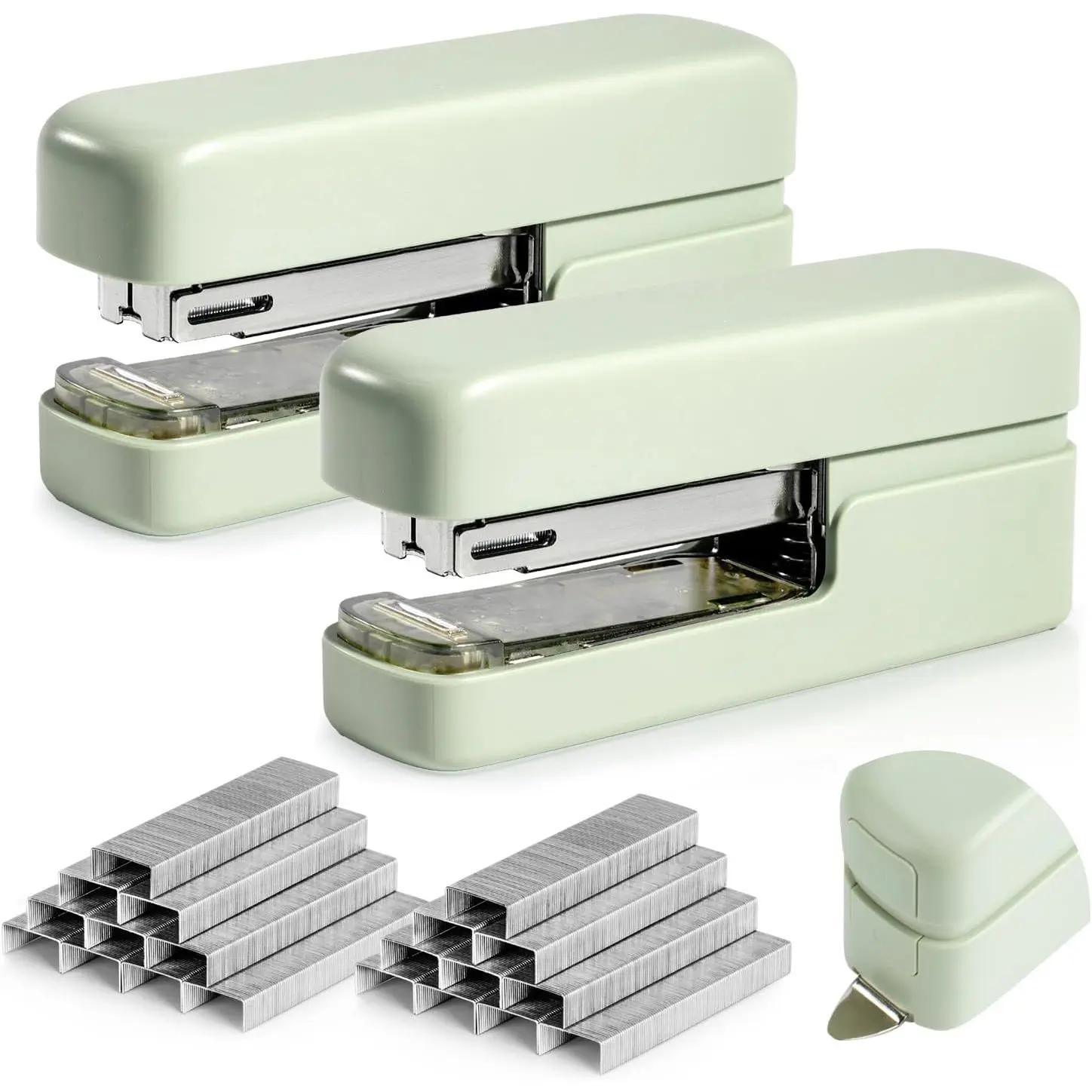 Stapler, Desktop Staplers with Integrated Staple Remover, 45 Sheet Capacity Office Stapler, 2 Pack, Green