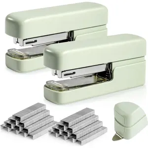 Stapler, Desktop Staplers with Integrated Staple Remover, 45 Sheet Capacity Office Stapler, 2 Pack, Green