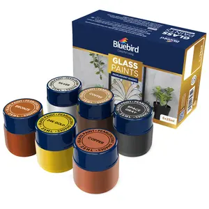 Bluebird Vibrant Glass Paints Create Stunning Stained Glass Artwork - 25 ml - set of 6 (Pearlescent)