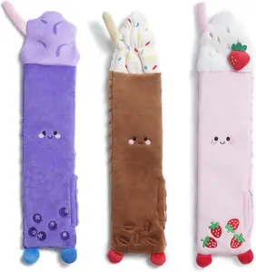 Nocciola 3 Pack Summer Drinks Flat Dog Toys, Squeaky Toy with Removable Crinkle Paper, Stuff Bottle Inside for Extra Crinkle, Durable Tug Toy for All Breeds