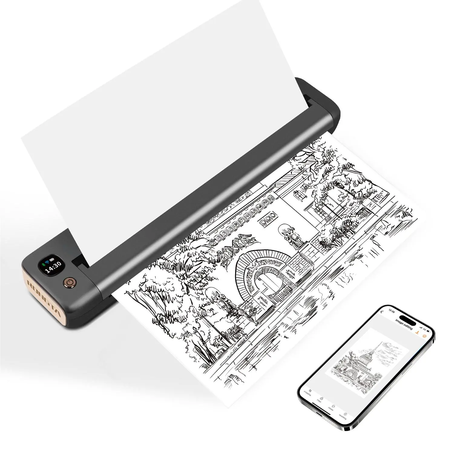 RONGTA F81 Portable Bluetooth Sticker Printer - Wireless Inkless Thermal Printer for Travel, Office Use, Compatible with Thermal A4 Paper, Sticker Printer Bluetooth